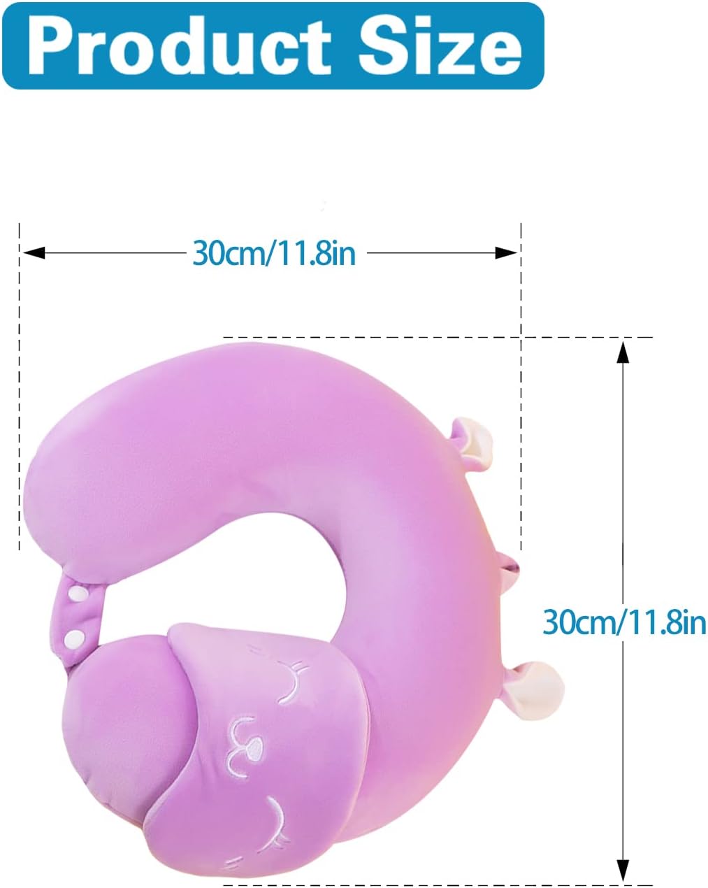 UESDU Nackenkissen Kinder, Reisekissen Memory Foam 30 * 30cm Lila