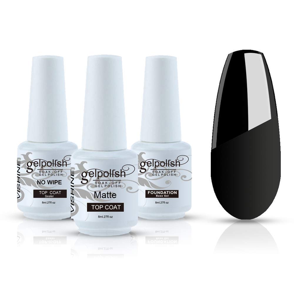 Vishine 12 Stück Gel-Nagellack-Set, Base Coat & Matte Glossy Top Coat