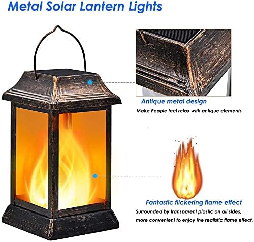 Solar Laternenlichter ,Metall flackernde Flamme Bronze,2 Stück