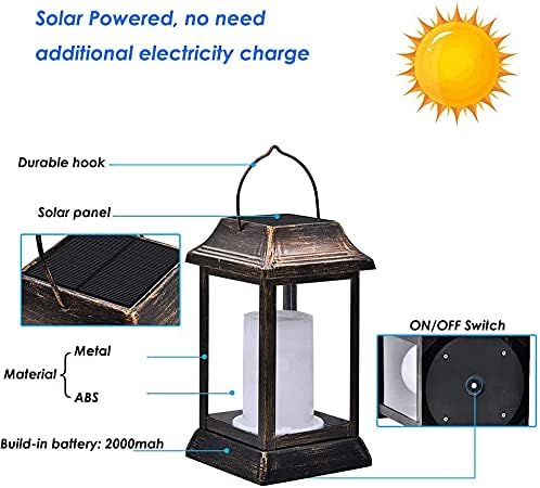 Solar Laternenlichter ,Metall flackernde Flamme Bronze,2 Stück