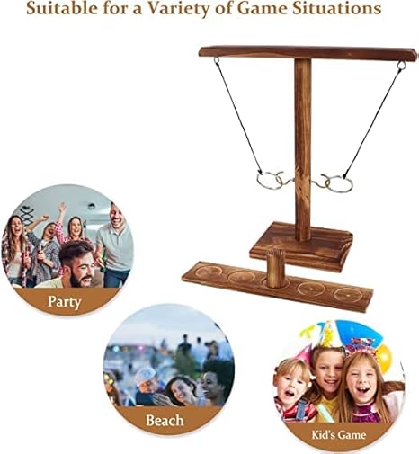 Ringwurfspiel aus Holz, Einfach zu Montieren Gartenspiele für Kinder, Ring und Hakenwurfspiele Partyspiele