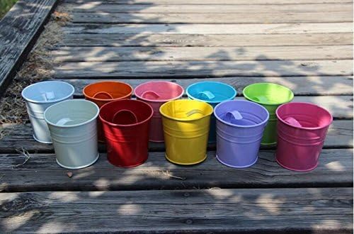 KINGLAKE Blumentöpfe zum Aufhängen Hängend aus Metall, bunte Hänge 10Stück Garten Töpfe für Balkon, Zaun (Kopie)