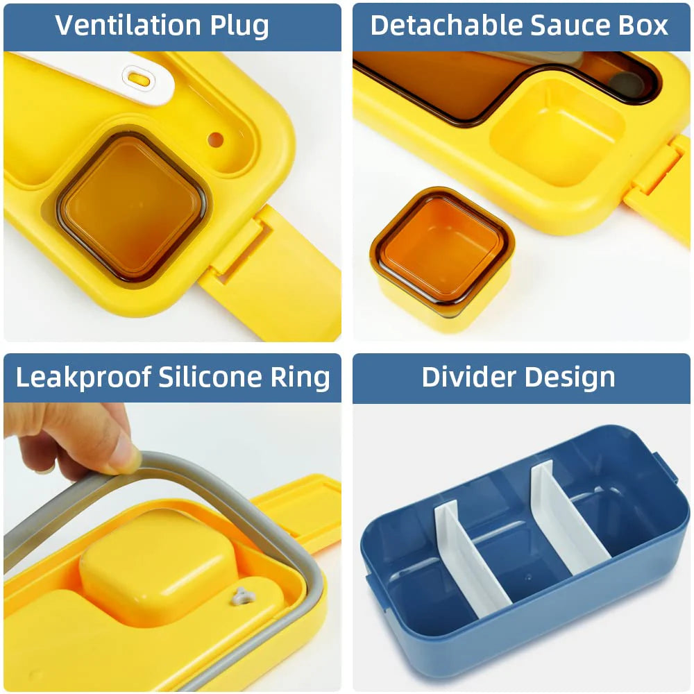HONZUEN Lunchbox, auslaufsichere Bento-Box für Kinder und Erwachsene mit Fächern