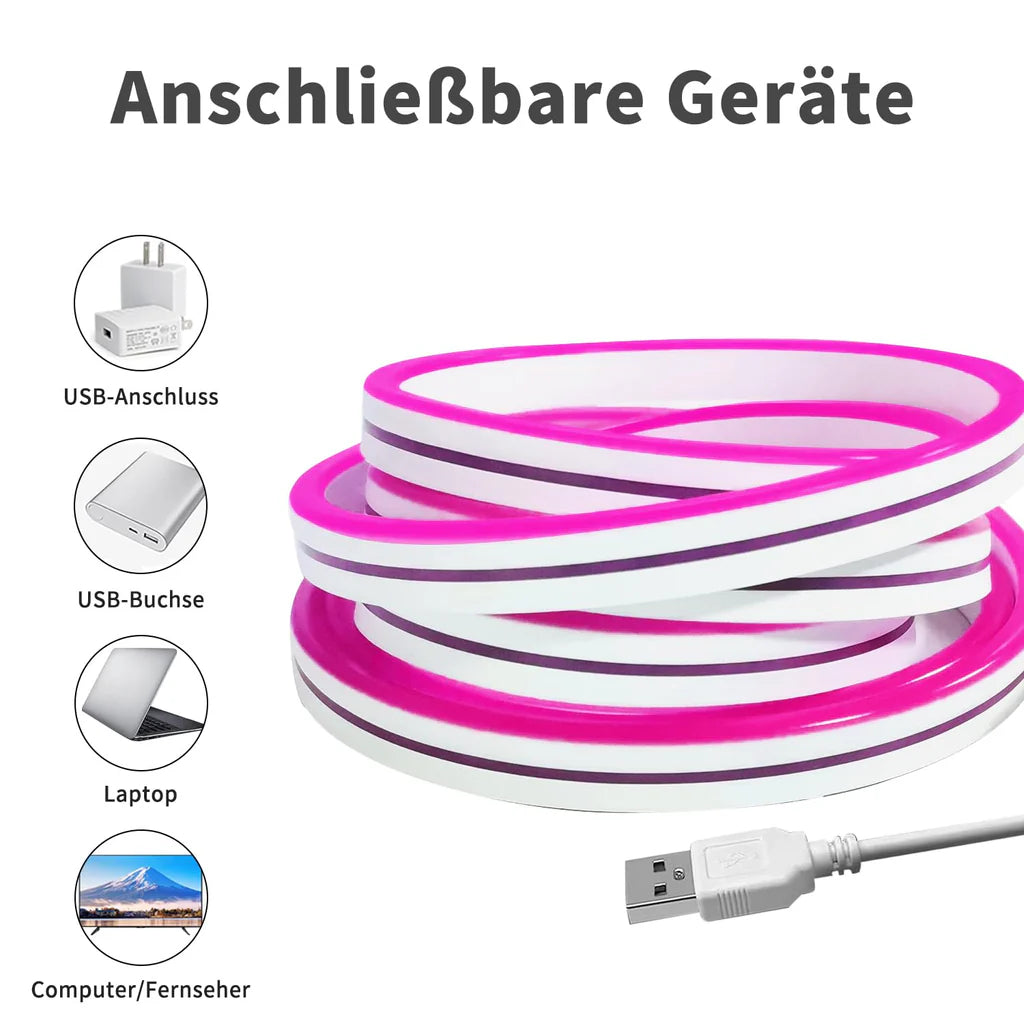 USB-LED-Neonstreifen, 5 V, 3 m, USB, flexibler