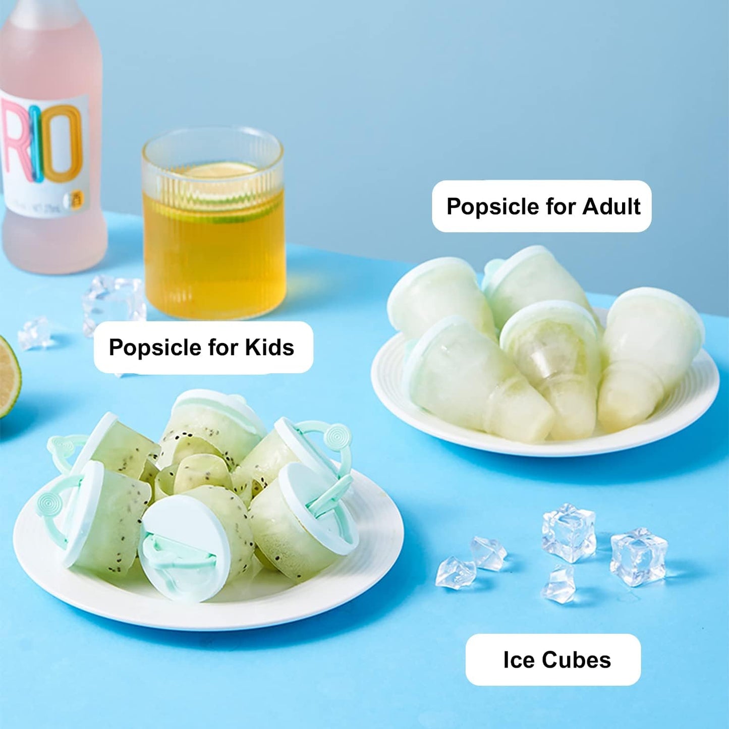 Eisformen aus Silikon, 2 Stück faltbare Eisformen aus Silikon für Eis am Stiel