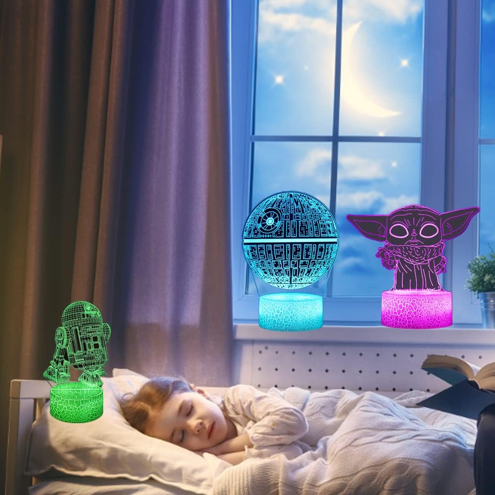 Anime-3D-Nachtlicht für Kinder, 3D-Illusionslichtspielzeug mit 16 Farben