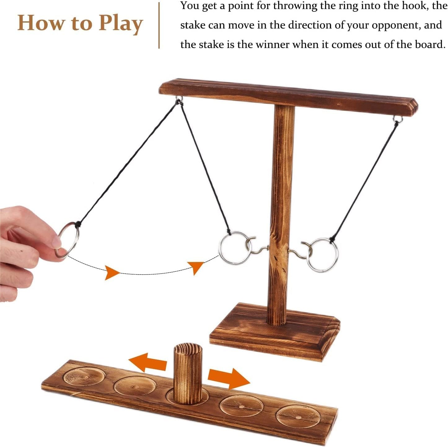 Ringwurfspiel aus Holz, Einfach zu Montieren Gartenspiele für Kinder, Ring und Hakenwurfspiele Partyspiele