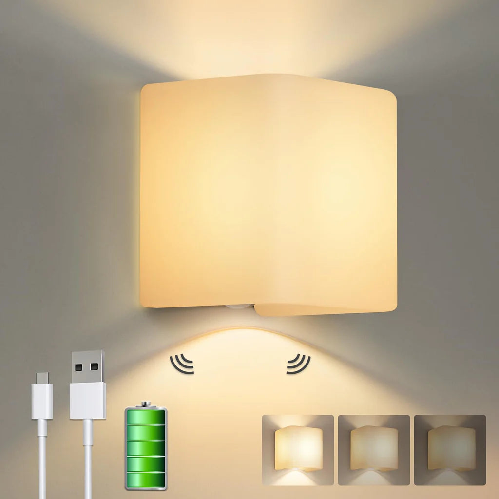 Innenwandleuchte Akku mit Bewegungsmelder, USB aufladbare Wandlampe,