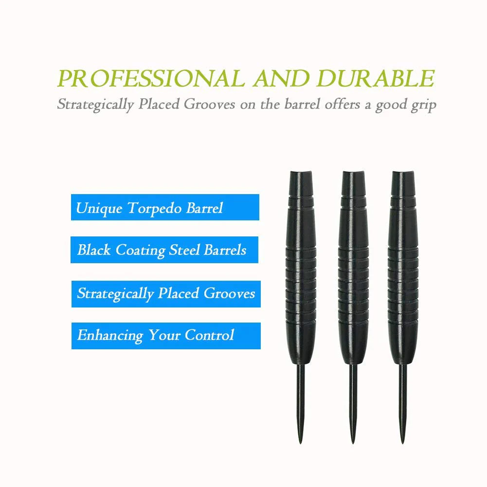 Miuezuth Darts mit Metallspitze für Dartboard, 6 Steeldarts mit Stahlspitze