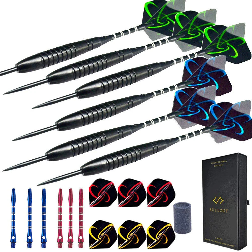Miuezuth Darts mit Metallspitze für Dartboard, 6 Steeldarts mit Stahlspitze
