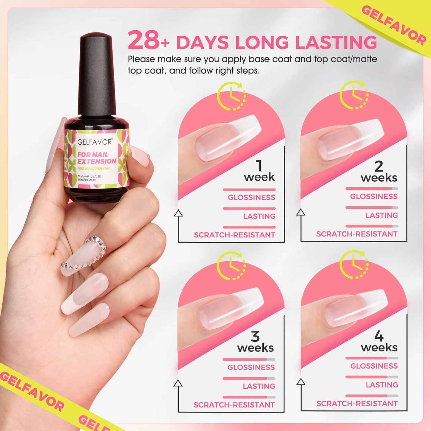 Gelfavor 5 in 1 Aufbaugel für Gelnägel Klar 15ml UV LED Builder Stärkende Gel