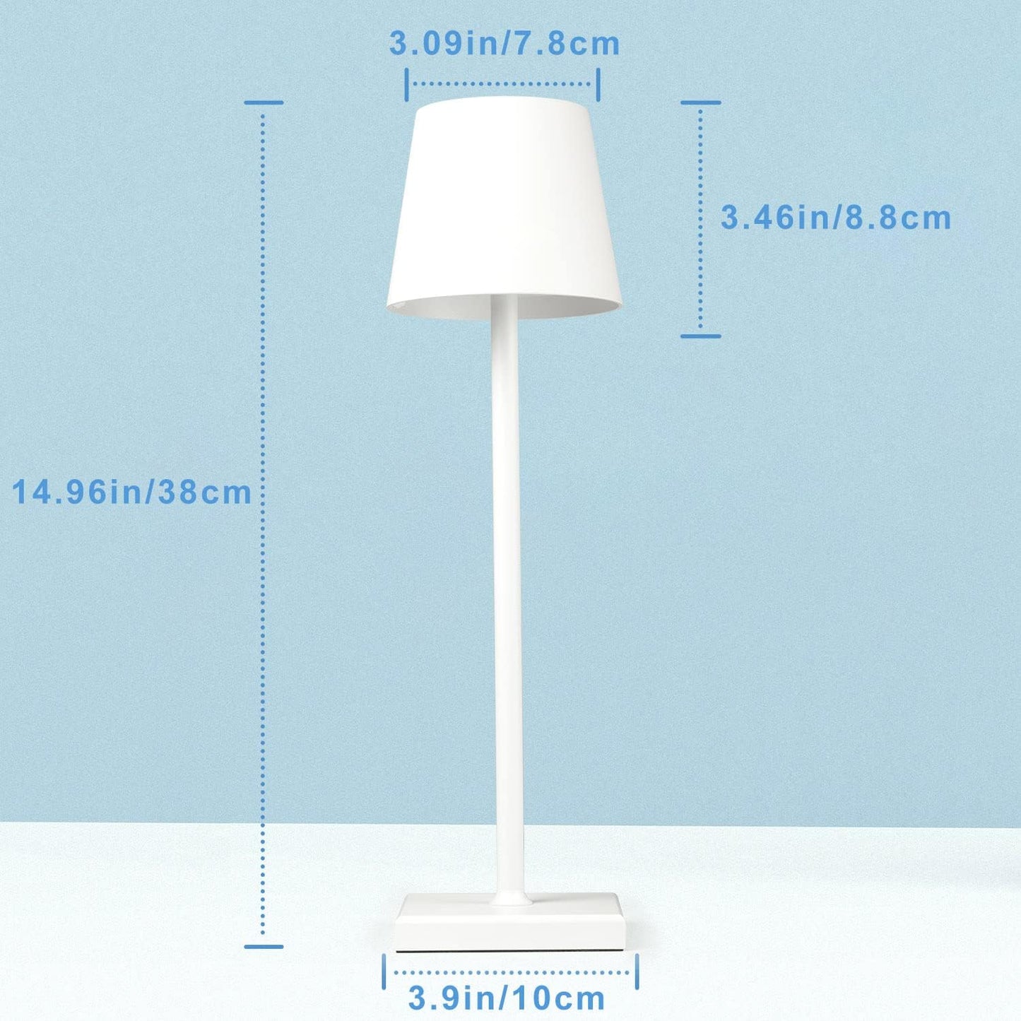 Dimmbare LED Akku-Tischlampe aus Metall Akkubetrieben mit Touch-Schalter für Innen und Außenbereich