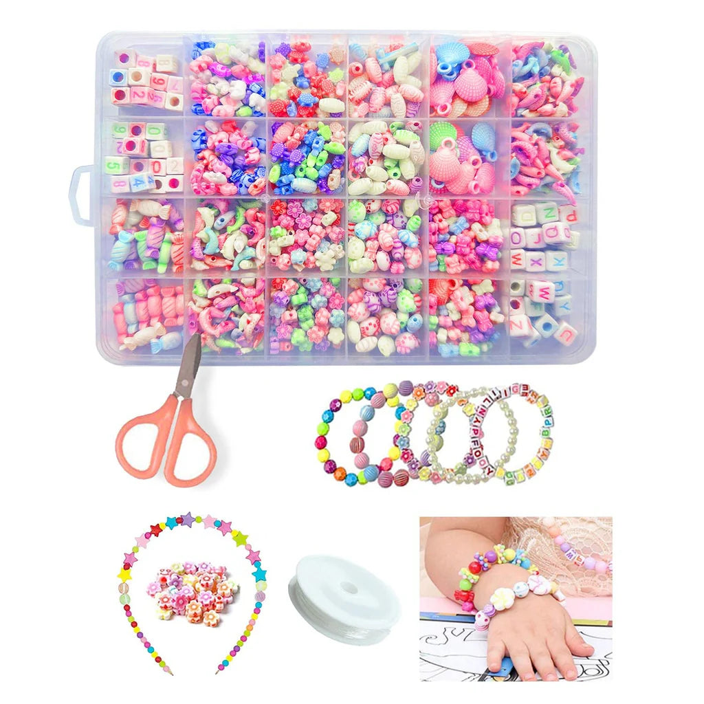 Perlen-Schmuckset für Kinder, Perlenarmbandset für Mädchen