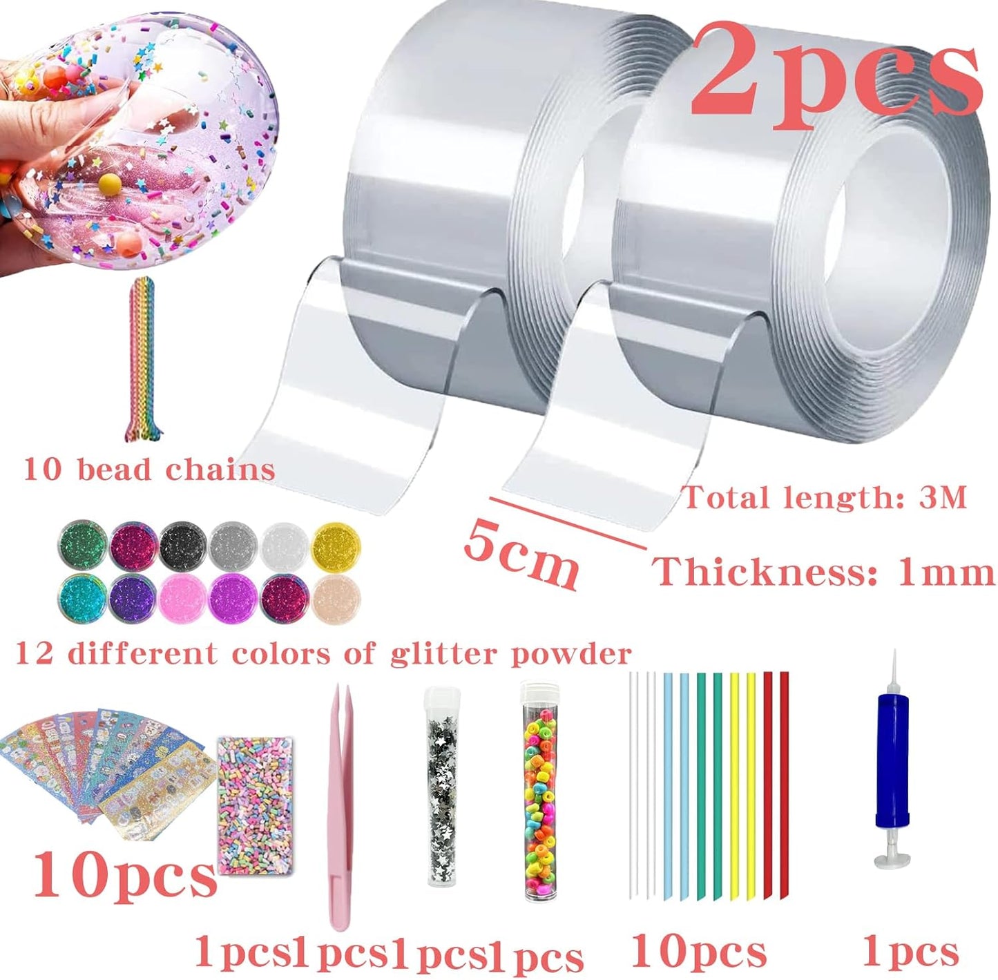 38-teiliges Nano-Tape-Seifenblasen-Set, Seifenblasen-Tape zum Selbermachen