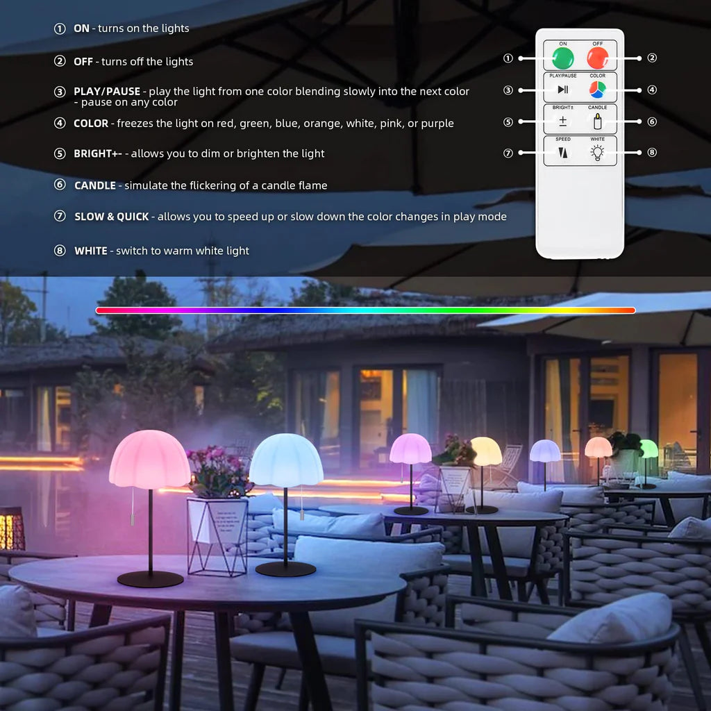 LED Akku Outdoor Tischlampe Kabellose dimmbare Tischlampe mit Fernbedienung USB aufladbare