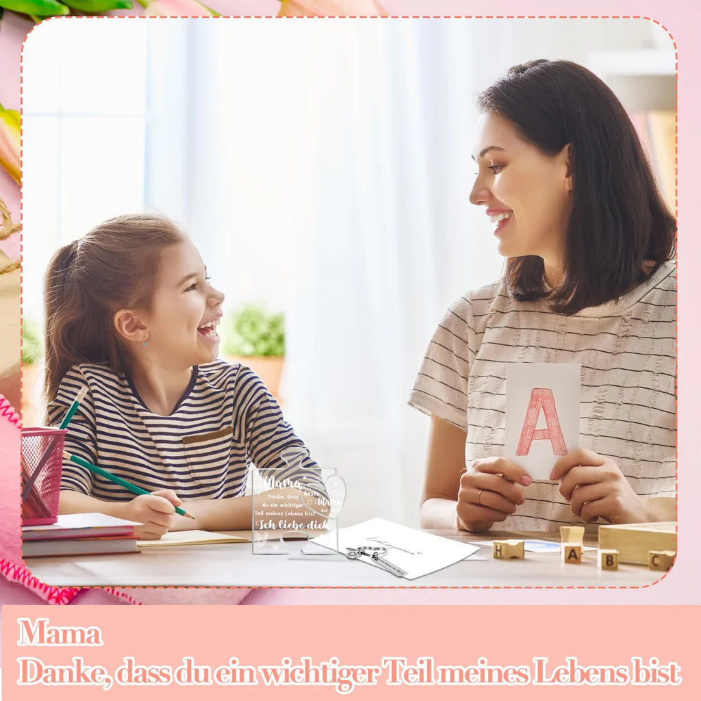 Geschenkset für Mama, Acrylblock-Puzzle, „Beste Mama“-Schlüsselanhänger