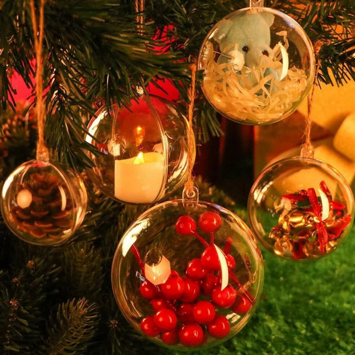 15 Stücke Acrylkugeln DIY Kugeln Transparent Plastik Weihnachtsbaumkugeln 2,36''/ 60mm für Weihnachten, Feiertag, Hochzeit, Party (Kopie)