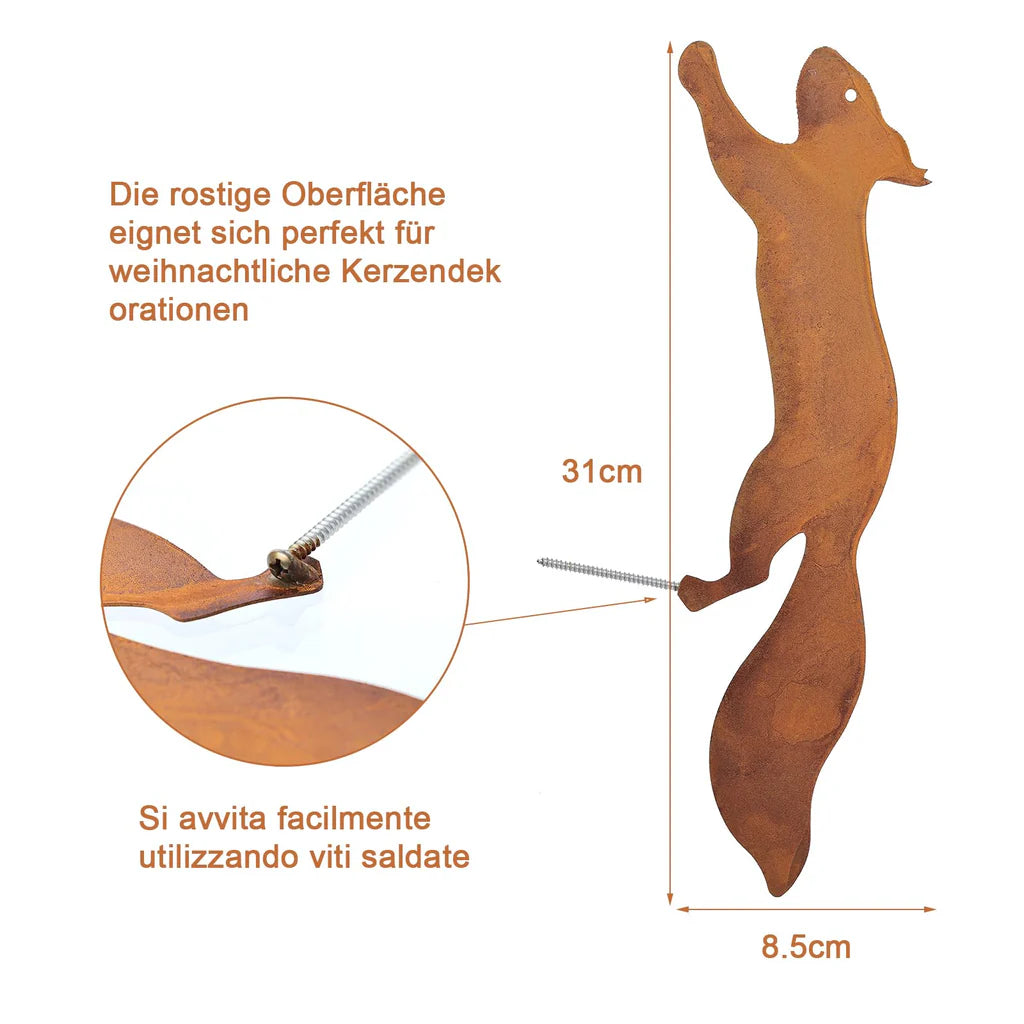 Rostiges Eichhörnchen zum Einschrauben in Holz, Metall Baumstecker
