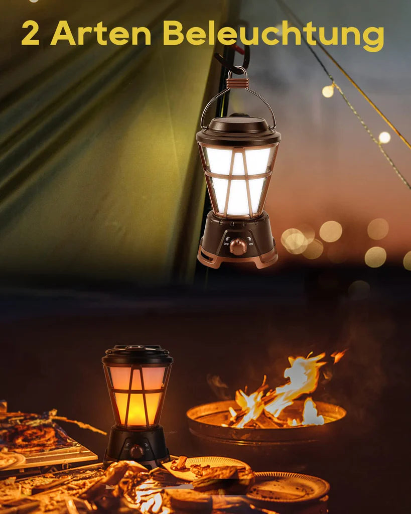 Solarlaterne für draußen, wasserdichte Campinglampe mit 2000 mAh Akku