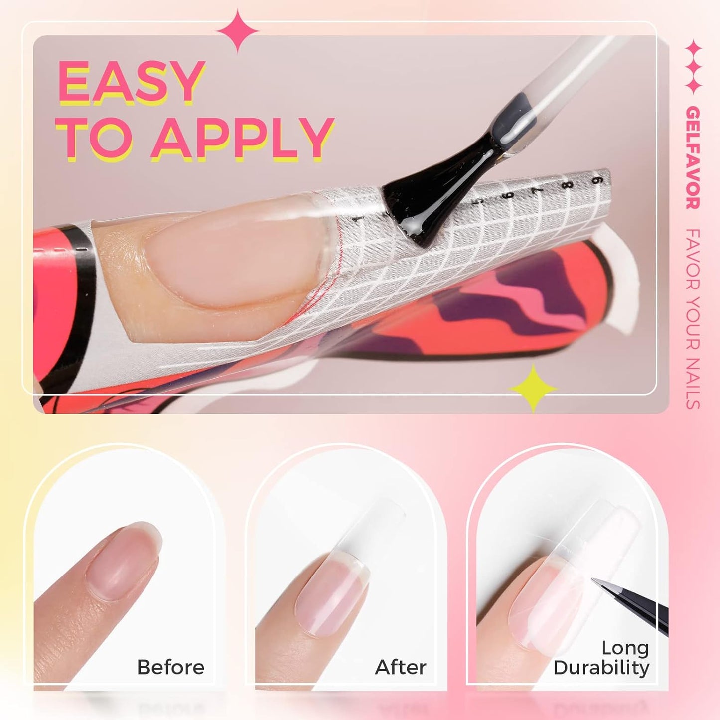 Gelfavor 5 in 1 Aufbaugel für Gelnägel Klar 15ml UV LED Builder Stärkende Gel