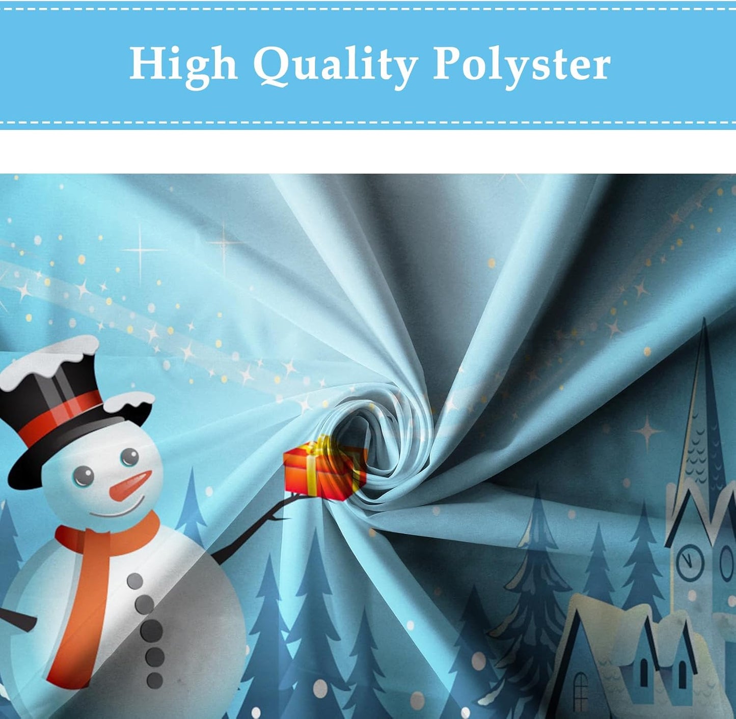 Ttincceer Schneemann Duschvorhang Weihnachten 180x200cm Cartoon Schneemann Wald Schnee