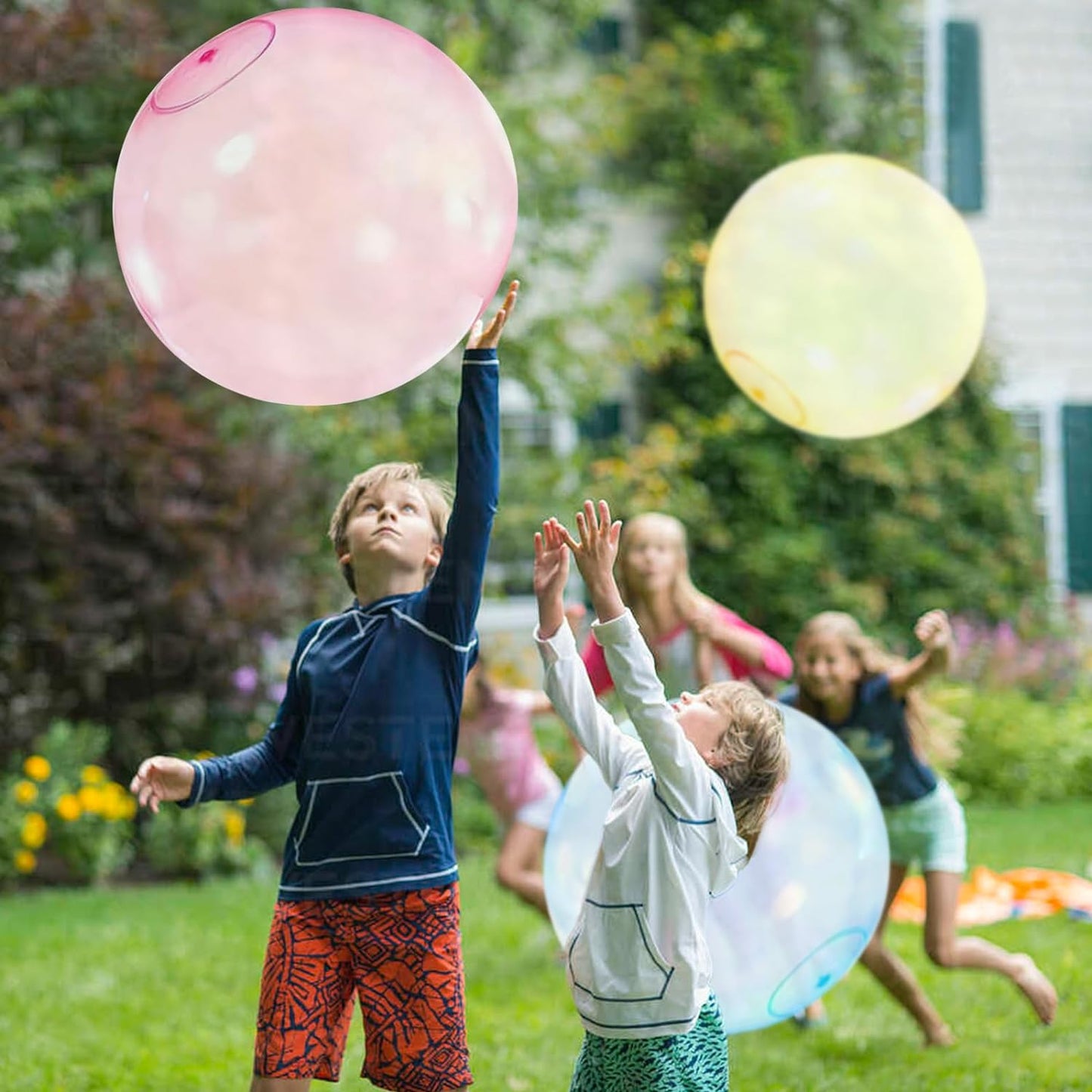 4 Stück Große Wasserblasenball Wasserball transparenter Hüpfballon für Party im Freien (Small Size)