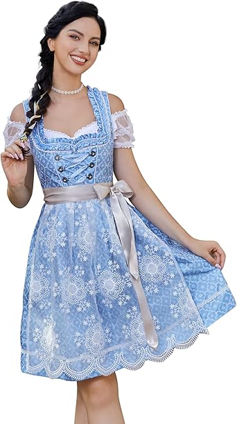 Clearlove Dirndl Damen midi 3tlg.Trachtenkleid Gr. 42