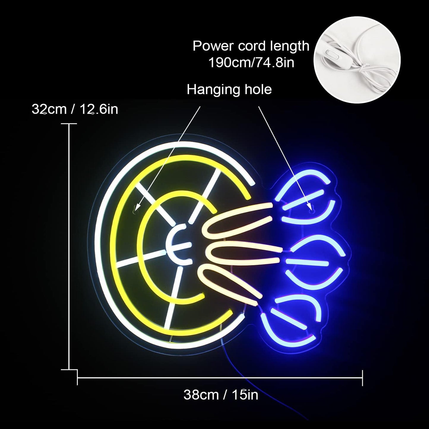Dart Neon Schild, Dartscheibe Leuchtreklame für Wand,Darts Bar Led Schild