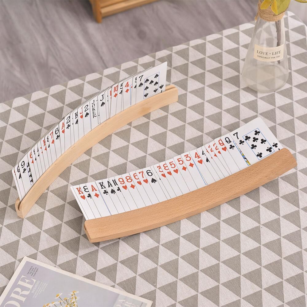Kartenhalter Kinder Holz, 2 Stück Kartenhalter Spielkarten Holz, Kartenhalter Kinder Spielkarten
