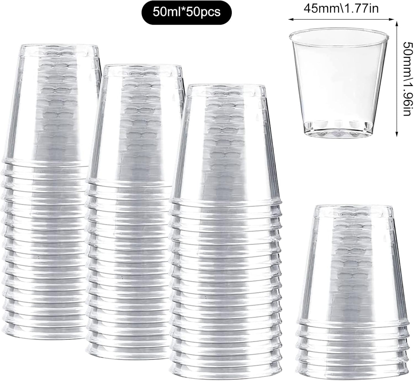 KERANEET 50 Stück Wiederverwendbarer Trinkbecher 50ml Trinkbecher Bruchsicher