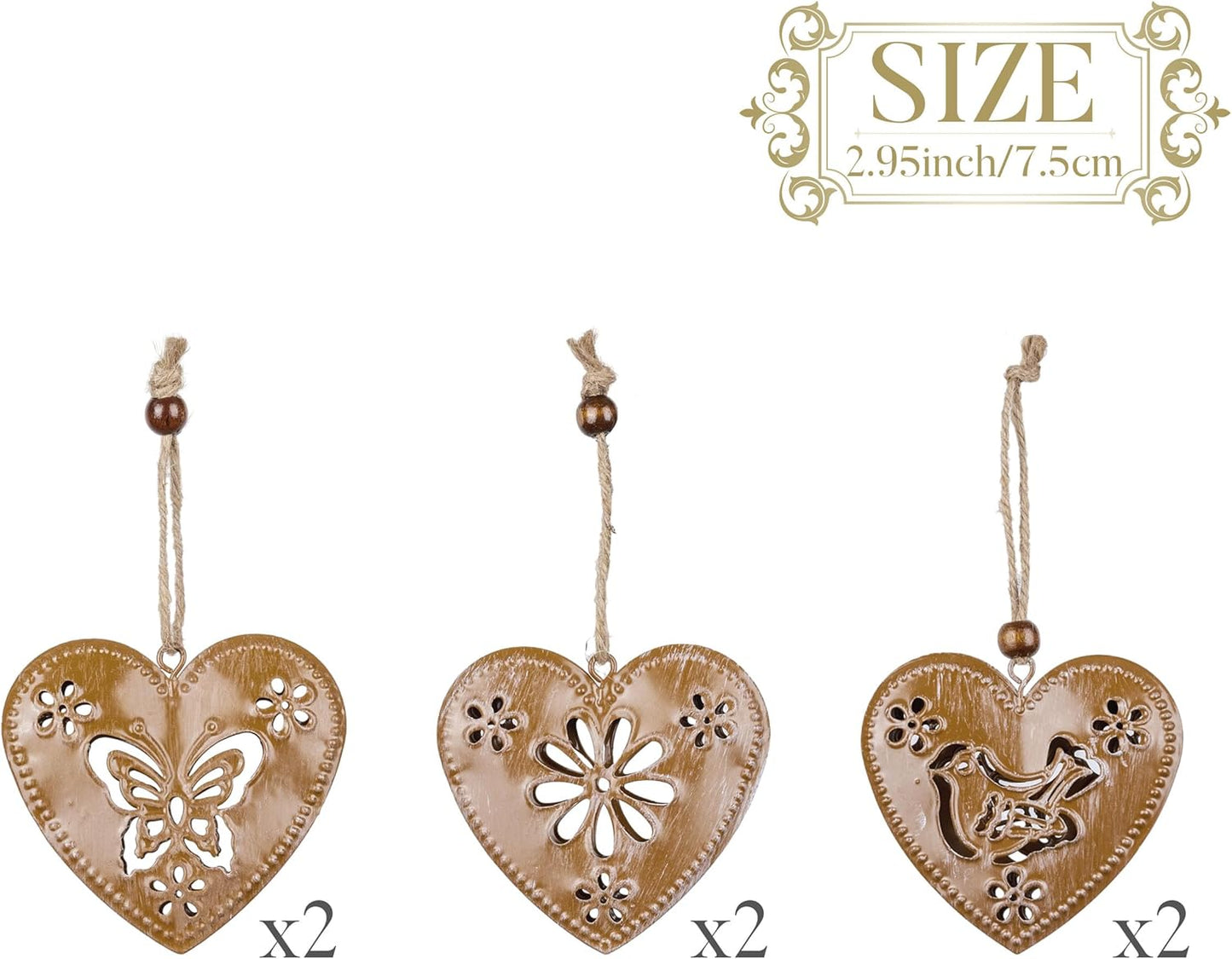 Valery Madelyn 6X Dekoaufhänger, 7.5cm Metallherzen zum Aufhängen, Herbst Dekoanhänger