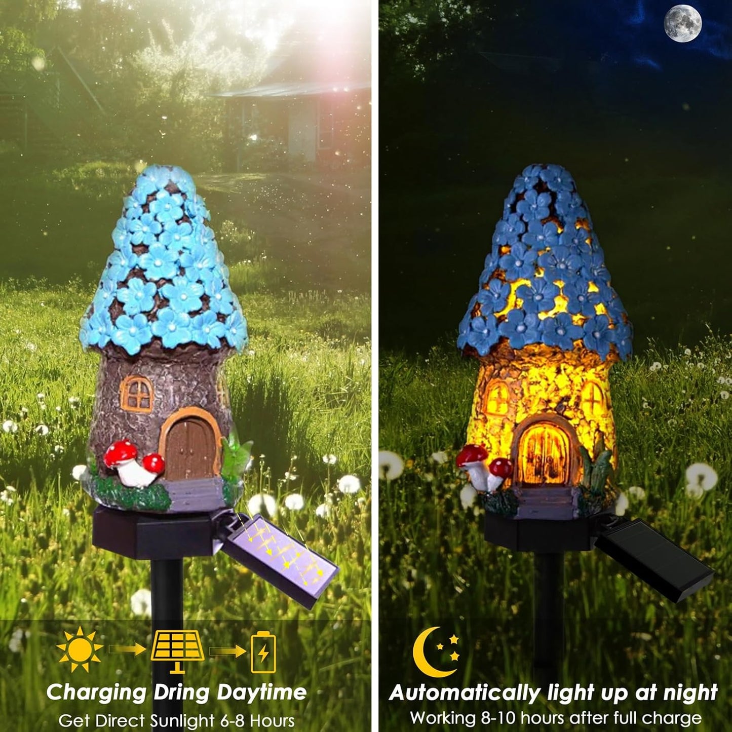 Qidoe Märchenhaus Solarlampen für Außen Garten: Solarleuchte Wasserdichte LED Solar Licht
