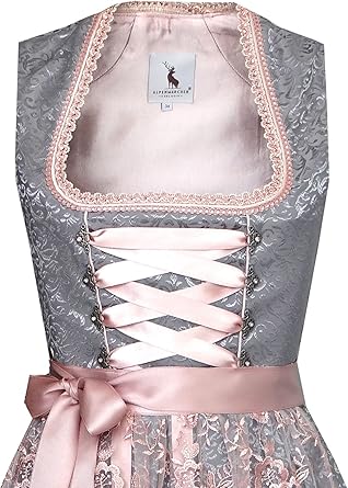 Alpenmärchen Midi Dirndl aus Exklusiver Kollektion inkl. Spitzenschürze Gr.46 - ALM566