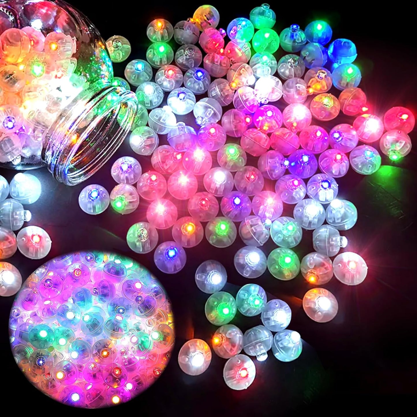 120 Stück LED Ballons Lichter, Runde LED Ballons Lichter, Mini LED Lichter Leuchtkugeln, Bunte Blinkend