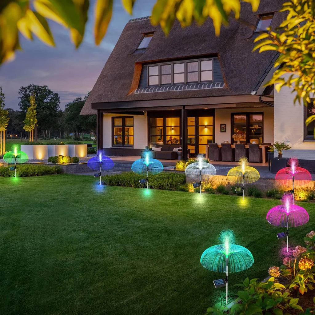 Solarlampen für den Garten im Freien, 2 Stück Quallen-Gartendekoration für draußen