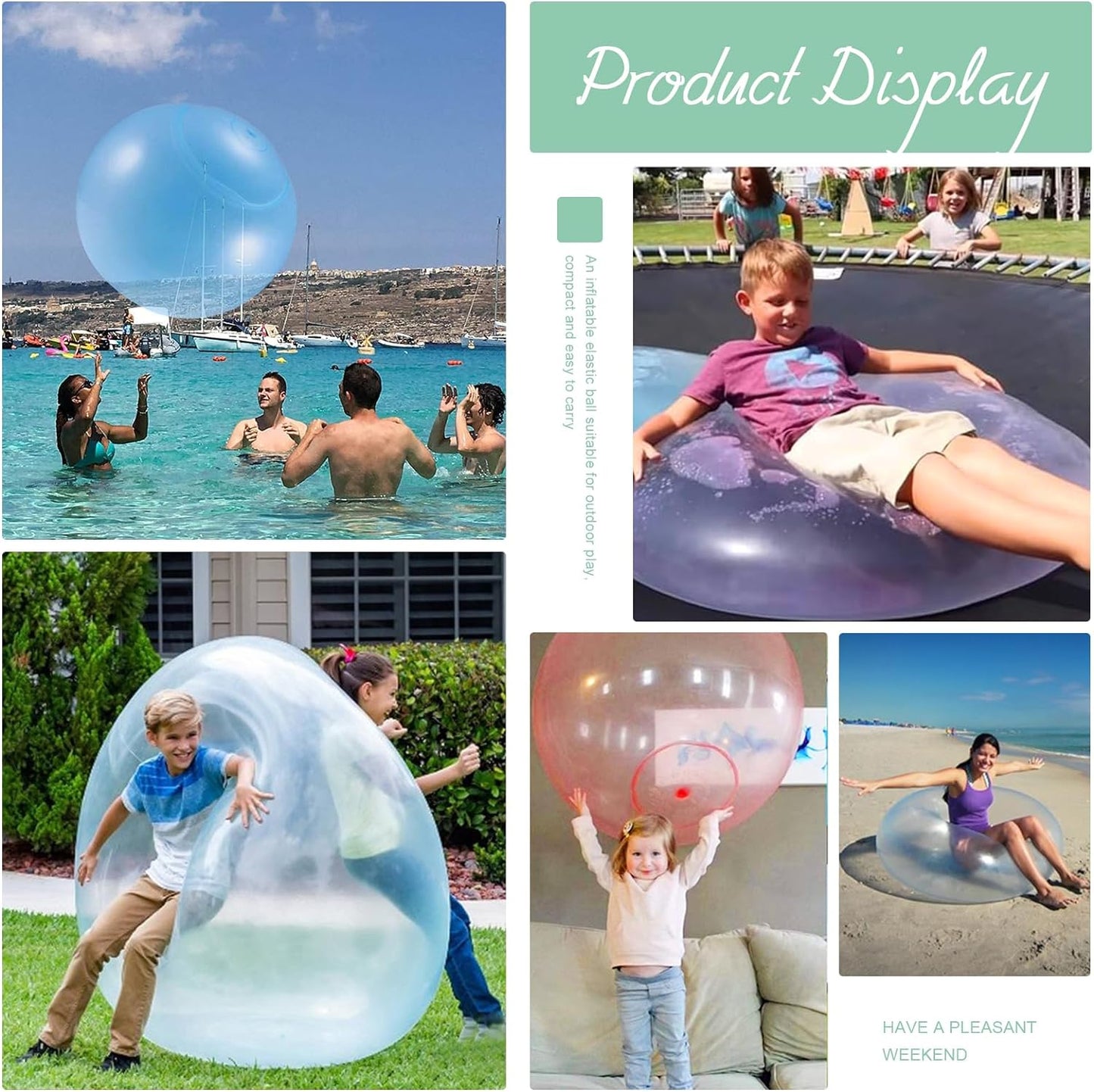 4 Stück Große Wasserblasenball Wasserball transparenter Hüpfballon für Party im Freien (Small Size)