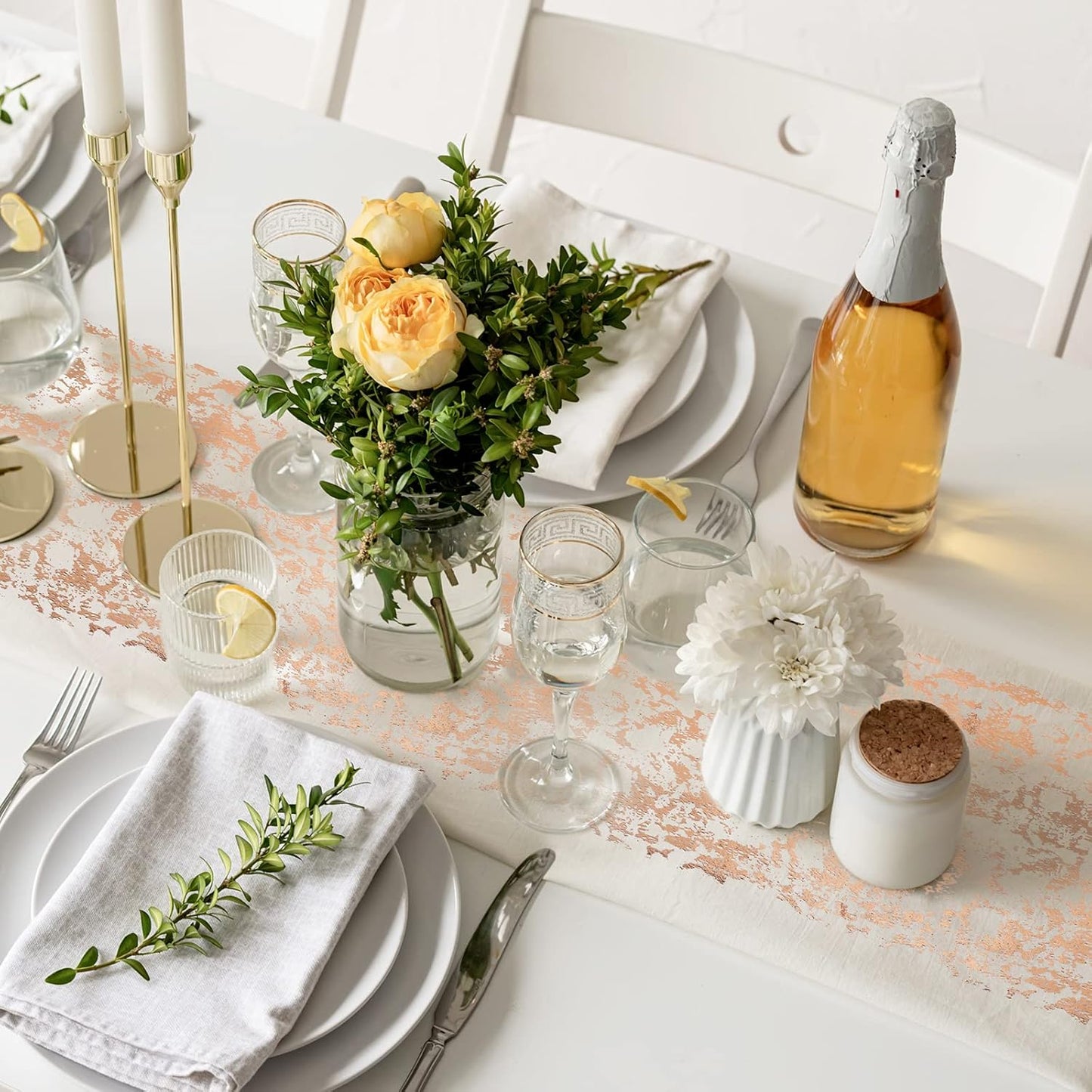 Tischband Glänzend 20m x 28cm, Tischdeko Geburtstag Tischläufer Rosegold Rolle Glitzer Wiederverwendbar für Hochzeit Taufe Partys