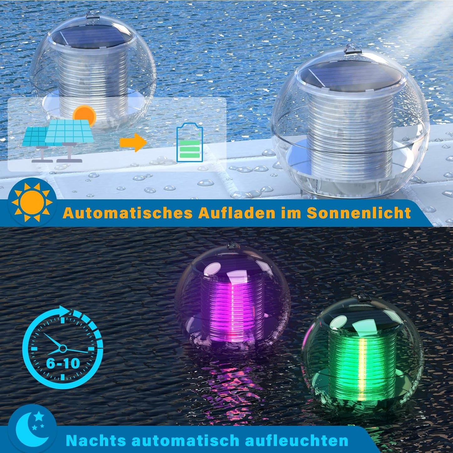 Eletorot Solar Schwimmende Pool Beleuchtung, Pool Zubehör Teichbeleuchtung, Solar