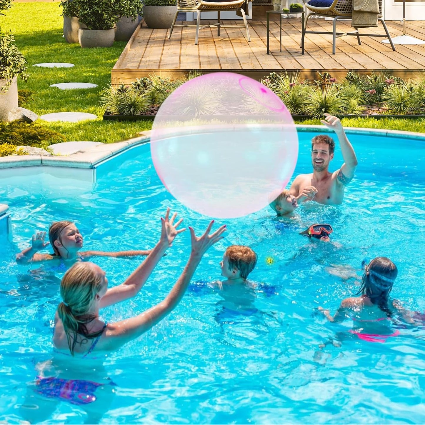 4 Stück Große Wasserblasenball Wasserball transparenter Hüpfballon für Party im Freien (Small Size)