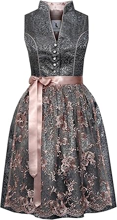 Alpenmärchen Midi Dirndl aus Exklusiver Kollektion inkl. Spitzenschürze - ALM650
