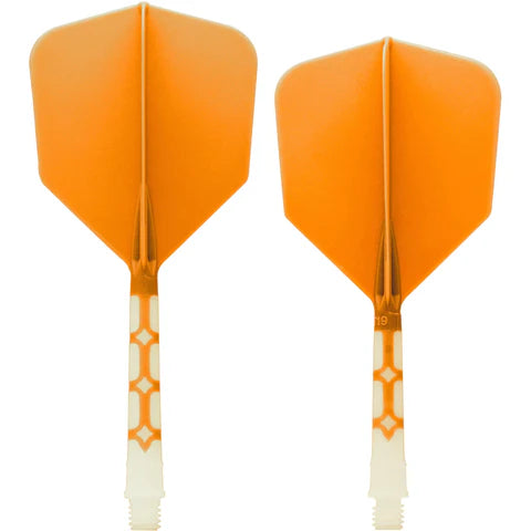 Cuesoul Rost T19 Integrated Dart Schaft und Flights - Big Wing - Weiß mit orangefarbenem Flug