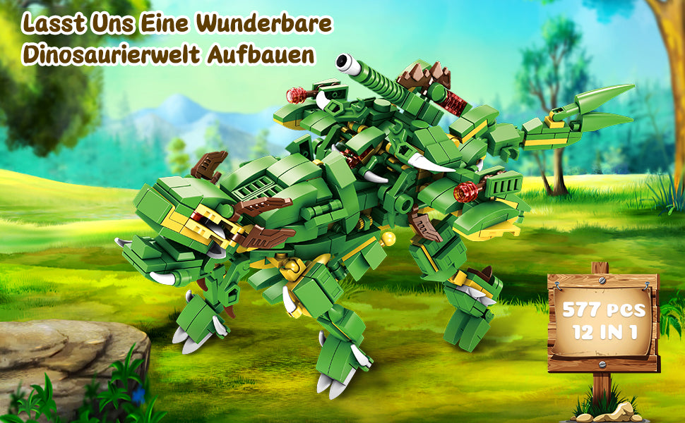 Dinosaurier Spielzeug für Jungen: 577PCS Dinosaurier Bauklötze Set