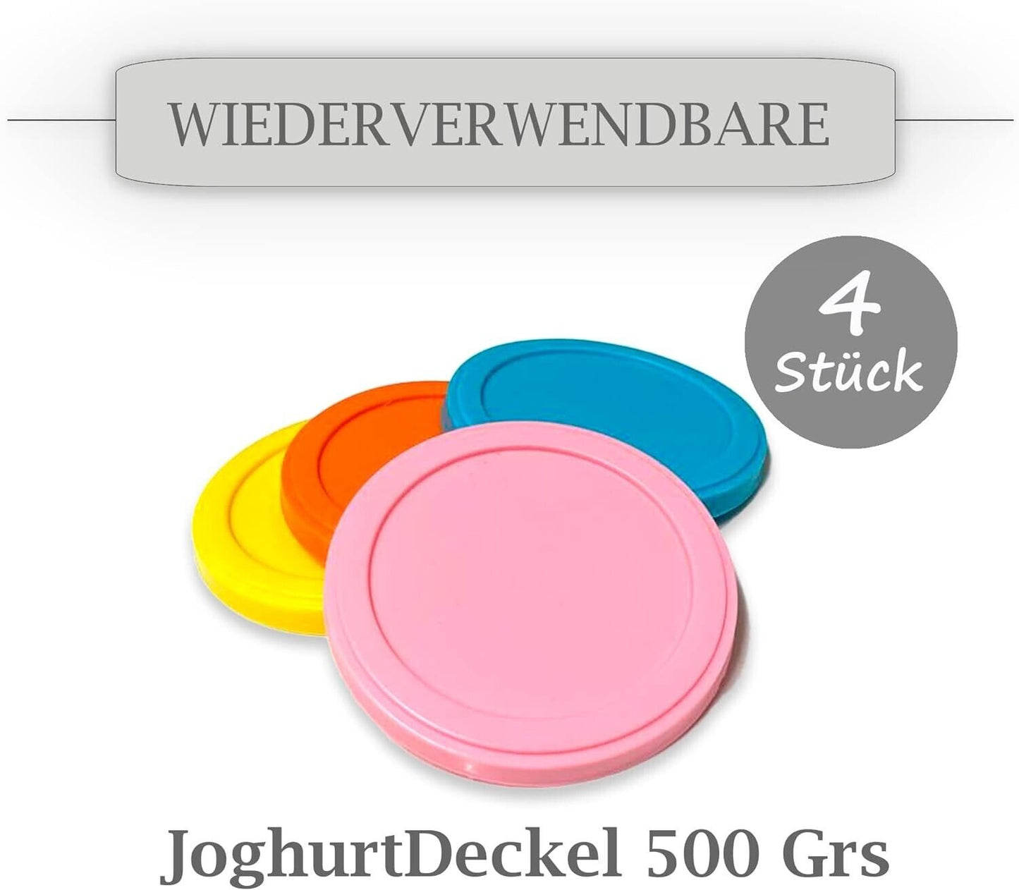 JoghurtDeckel 500g, Wiederverwendbarer Deckel für Joghurtbecher, Dosendeckel