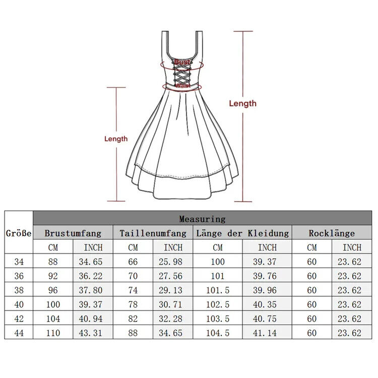 Dirndl von Kelliar Traditionelles bayerisches Kleid 60 cm Oktoberfestkleid Gr. 38