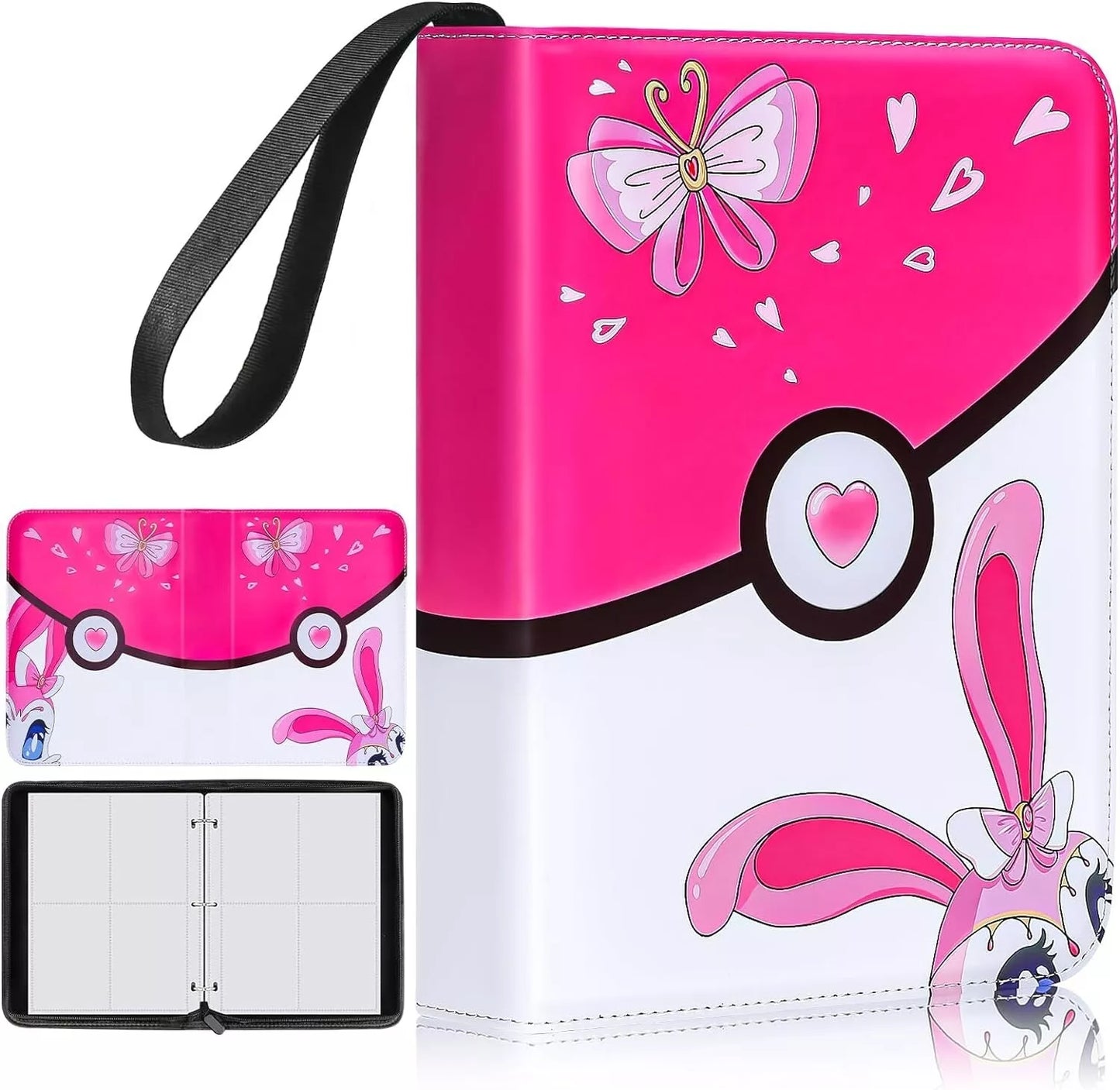 Sammelkartenalbum mit 4 Taschen, 63 abnehmbaren Hüllen, Kartenheft, Buchgeschenk