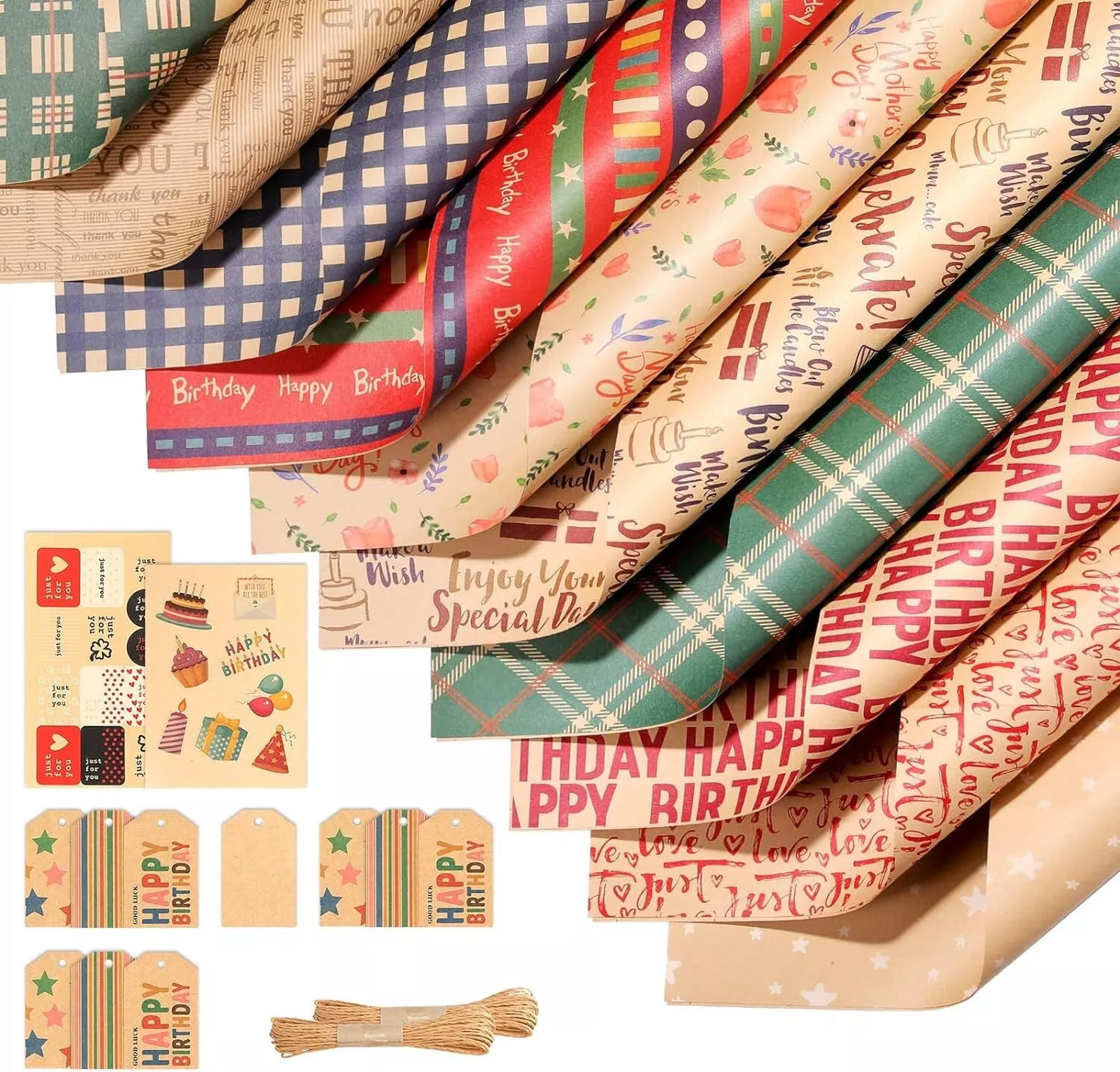 Geschenkpapier Set Braun Kraftpapier ECO Natürliches Recyclingpapier