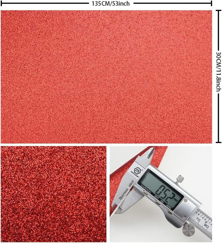 Rot Glitzernde Lederrolle 30 x 135 cm glitzernde, superfeines Kunstleder