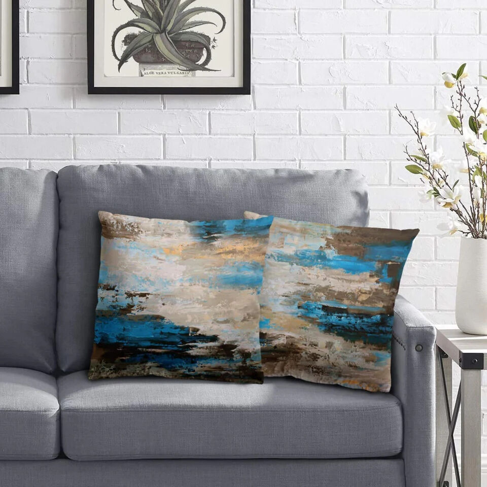 Kissenbezüge von VCQPDEE – Abstrakter Kissenbezug 45 x 45 cm – 2er-Set in Blau