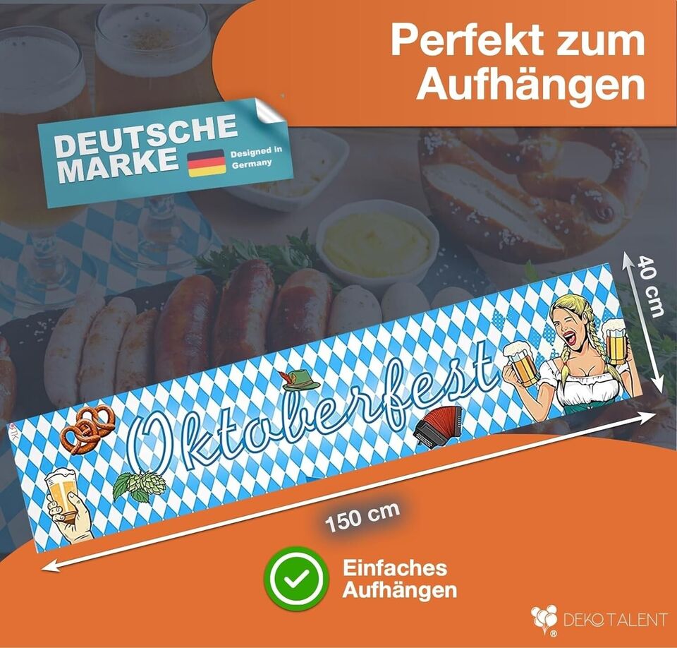 XXL Banner 40 x 150 cm Wiesn Dekoration zum Aufhängen " Oktoberfest "