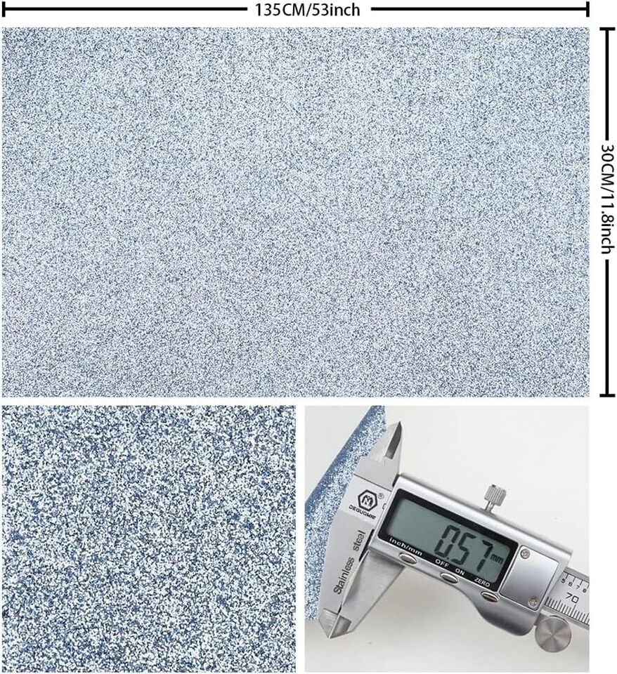 Himmelblau 30 x 135 cm glitzernde, superfeine Glitzer-Lederrollen, Kunststoff